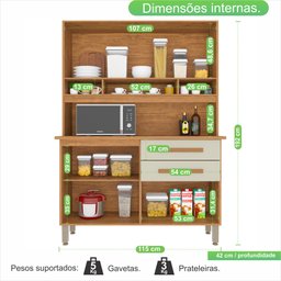 Armário para Cozinha 4 Portas 2 Gavetas Sofia Plus  - 4