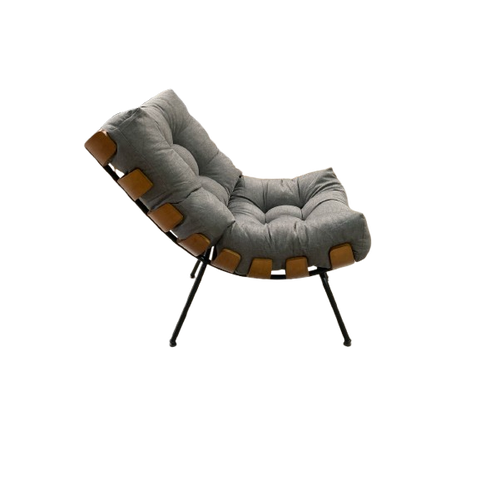 Poltrona Costela G2home + Puff Linho e Costela Multilaminada:grafite