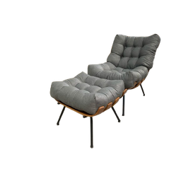 Poltrona Costela G2home + Puff Linho e Costela Multilaminada:grafite - 2