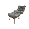 Poltrona Costela G2home + Puff Linho e Costela Multilaminada:grafite - 2