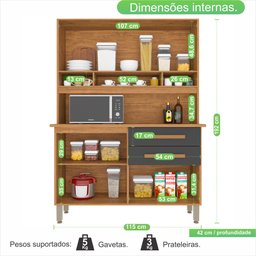 Armário para Cozinha 4 Portas 2 Gavetas Sofia Plus  - 4