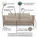 Ver imagem 4 de Sofá 3 Lugares 210cm Linho Brest Cinza Areia