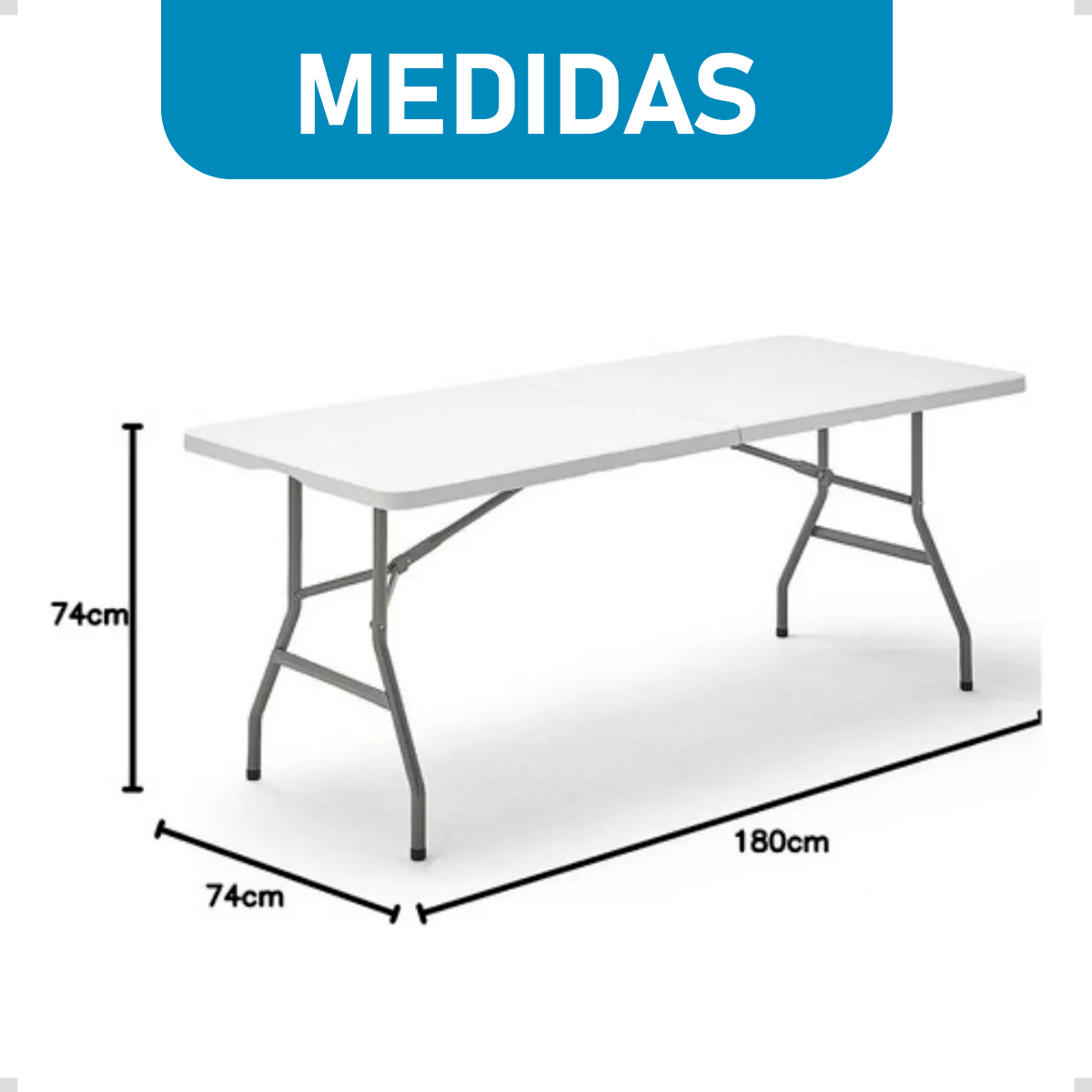 Mesa Maleta Dobrável 1,80m com Alça Portátil Branco 5sports - 3