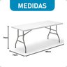 Mesa Maleta Dobrável 1,80m com Alça Portátil Branco 5sports - 5