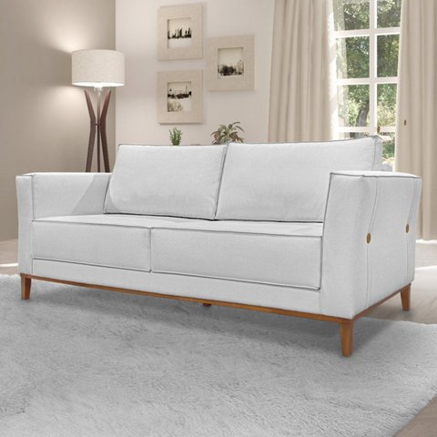 Sofá 3 Lugares 210cm Linho Brest Cinza Grigio
