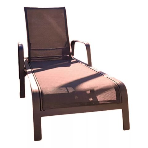 Chaise Longue Lótus Reta para Sol com Braços para Jardim e Área Externa
