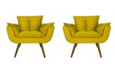 Ver imagem 1 de Jogo 2 Poltronas Decorativa Estofada Para Consultório Opala Suede Amarelo - LM DECOR
