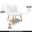 Ver imagem 4 de Kit 6 Cadeiras Decorativas Sala de Jantar Pés Palito de Madeira Firenze Pu Branco Fosco/natural