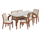 Ver imagem 1 de Conjunto Sala De Jantar Mesa Ester 180x90 Madeira Maciça 06 Cadeiras Jade Jequitibá Móveis Ester/Jad