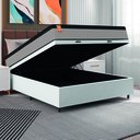 Ver imagem 3 de Cama Box Baú Colchão Casal Molas Ensacadas Real 138x188x68cm Linho Branco / Preto Inducol