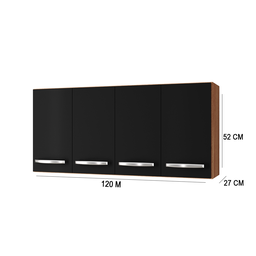 Armário G1 Aéreo Mara 1.20 4 Portas na Cor Savana/preto - Móblis - 3