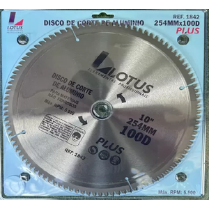 Disco de Corte de Aluminio Lotus 10pol 254mmx100d Plus 1842