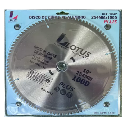 Disco de Corte de Aluminio Lotus 10pol 254mmx100d Plus 1842