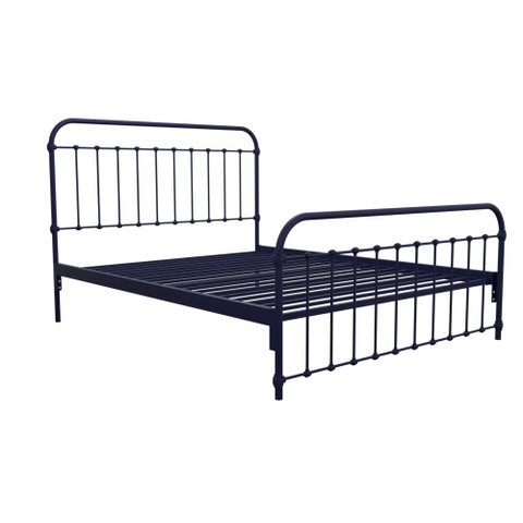 Cama de Ferro Patente Queen Icamas Azul Escuro