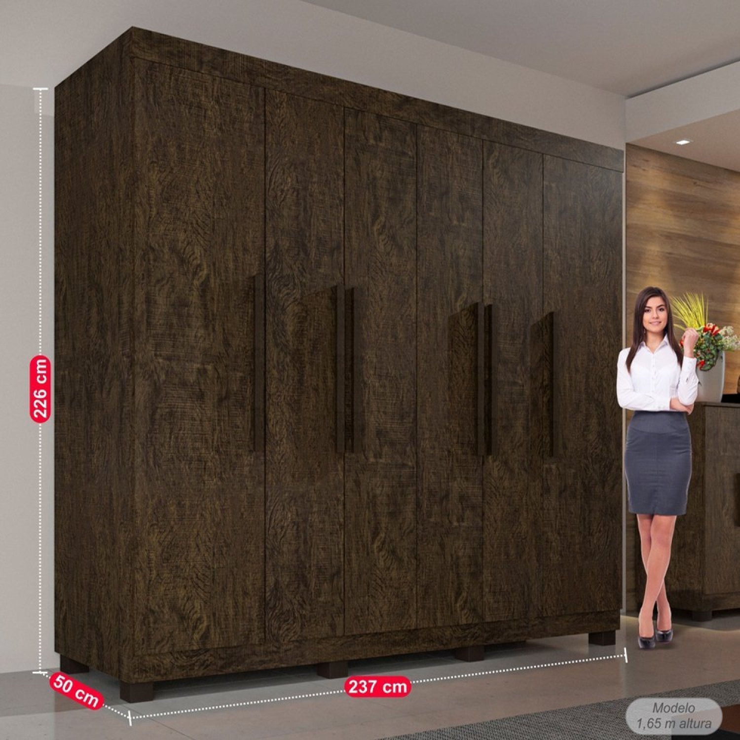Guarda Roupa Casal 6 Portas 4 Gavetas Londres Prime IMOP Móveis - 13