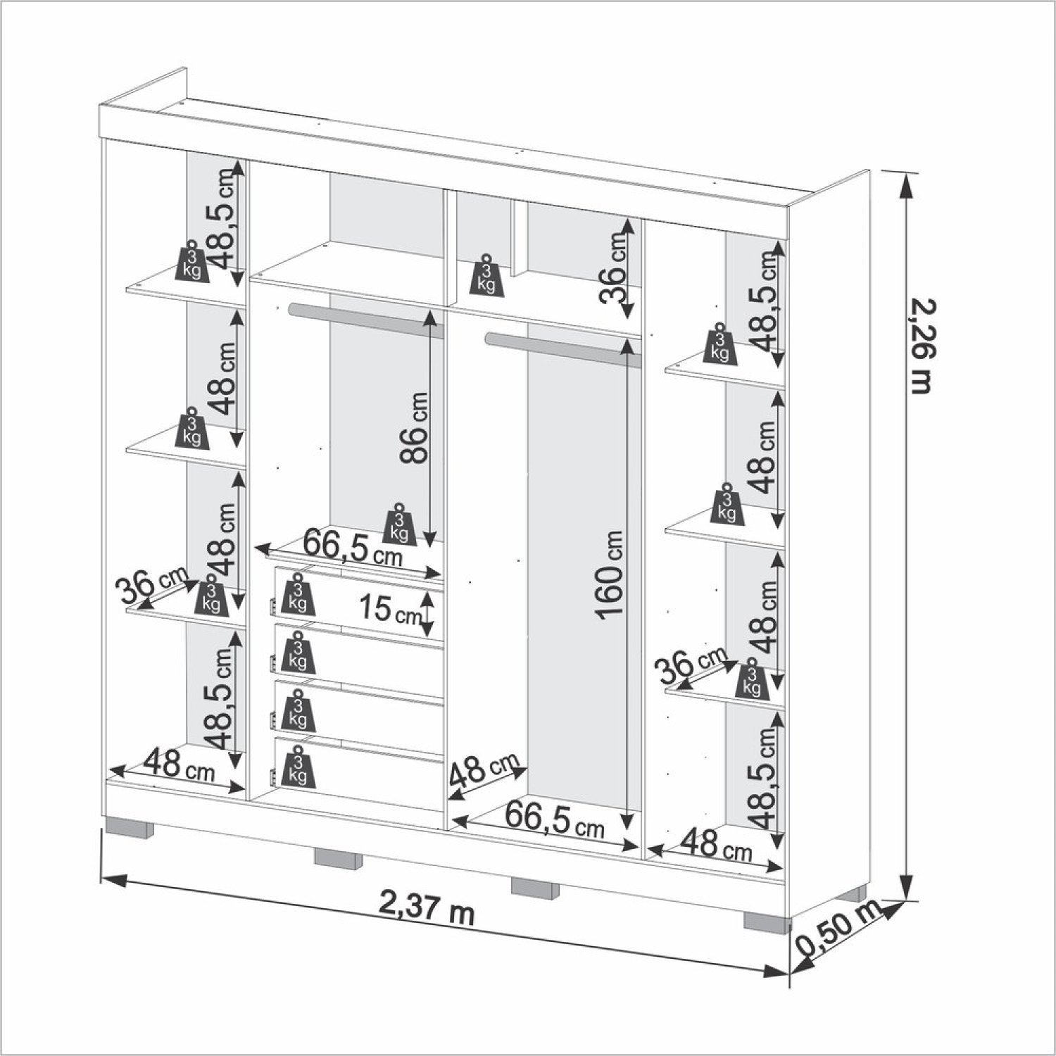 Guarda Roupa Casal 6 Portas 4 Gavetas Londres Prime IMOP Móveis - 4