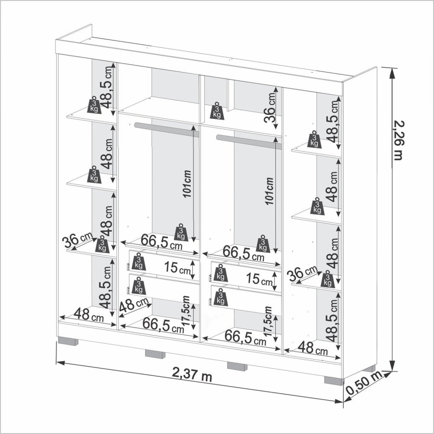 Guarda Roupa Casal 6 Portas 4 Gavetas Londres Prime IMOP Móveis - 7