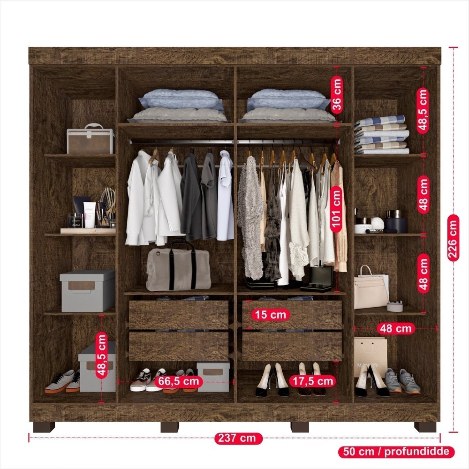 Guarda Roupa Casal 6 Portas 4 Gavetas Londres Prime IMOP Móveis - 11