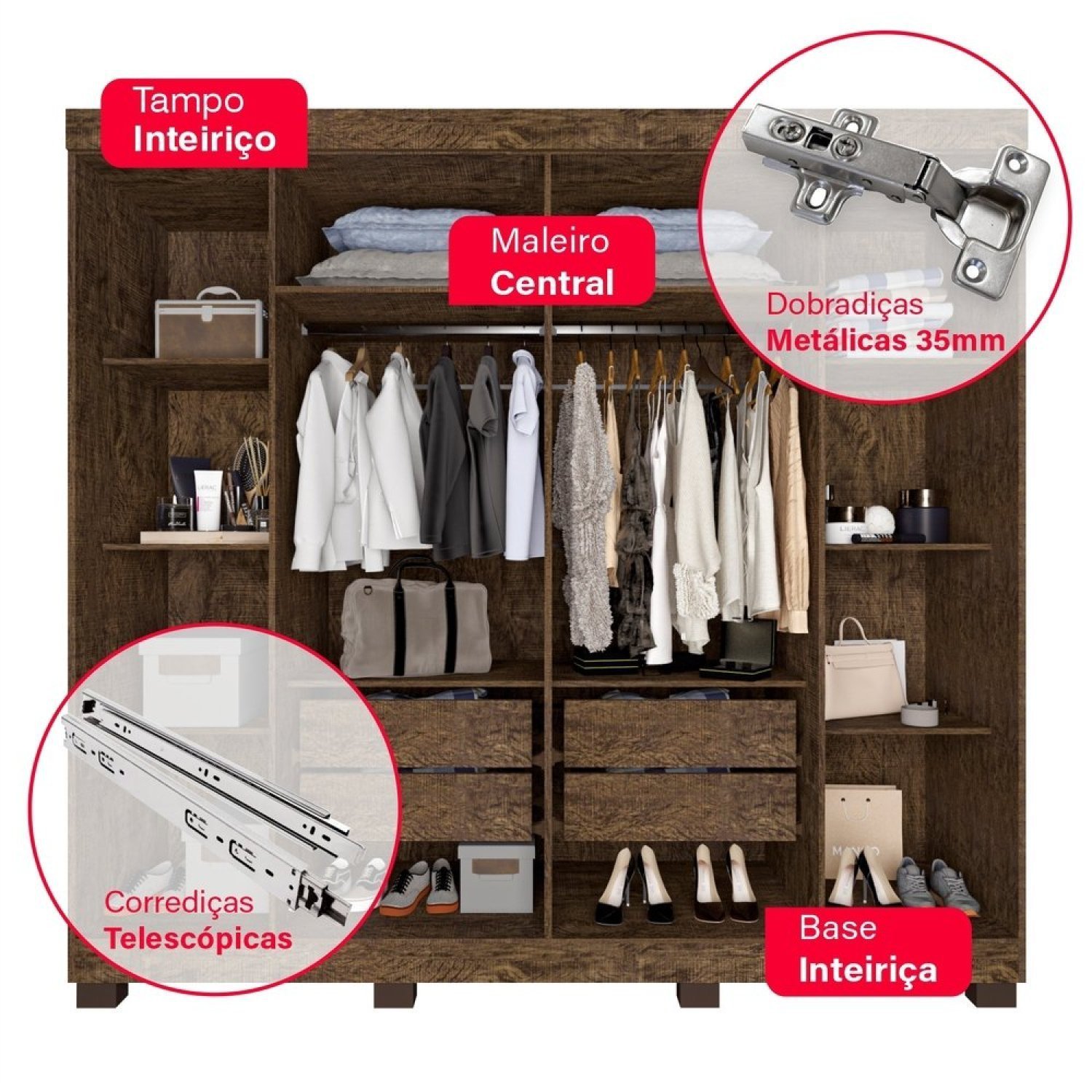 Guarda Roupa Casal 6 Portas 4 Gavetas Londres Prime IMOP Móveis - 9