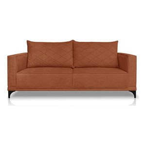 Sofá Viena 2 Lugares Bouclê Terracota 1.60m Pés em Aço para Sala Bz Home Decor