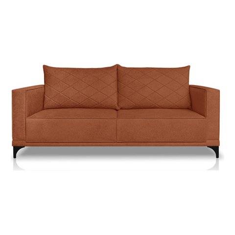 Sofá Viena 2 Lugares Bouclê Terracota 1.60m Pés em Aço para Sala Bz Home Decor