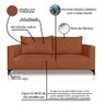 Sofá Viena 2 Lugares Bouclê Terracota 1.60m Pés em Aço para Sala Bz Home Decor - 7