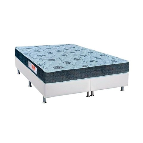 Cama Box Queen: Colchão Espuma D45 Orthoflex Comfortpedic Line + Base CRC Courano White(158x198)