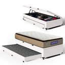 Ver imagem 1 de Cama Box Baú com Colchão Gazin de Molas Ensacadas Pillow Top Air Pro + Auxiliar de Espuma Solteiro
