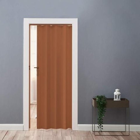 Porta Sanfonada 70cm Mogno Marrom Vites Ferragem Obra Constr