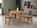 Ver imagem 1 de Conjunto Sala de Jantar 4 Lugares Mesa Jude e Cadeiras Sol Estofadas Mel e Cinza Marrom