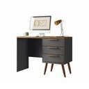 Ver imagem 2 de Escrivaninha Pés Entrada USB New Conect 3 Gavetas 109cm Grafite E Jatobá