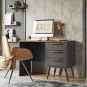 Ver imagem 1 de Escrivaninha Pés Entrada USB New Conect 3 Gavetas 109cm Grafite E Jatobá