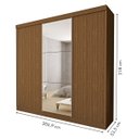 Ver imagem 3 de Guarda-roupa Casal 3 Portas de Correr e 3 Espelhos Evidence - Freijó