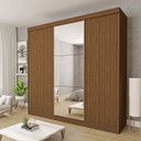 Ver imagem 1 de Guarda-roupa Casal 3 Portas de Correr e 3 Espelhos Evidence - Freijó
