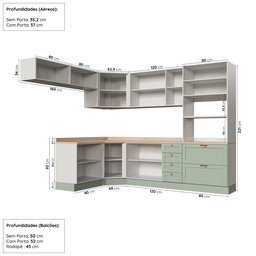 Cozinha Modulada 8 Peças com Tampo 4 Aéreos 3 Balcões e Torre Quente Arizona CabeCasa MadeiraMadeira - 4