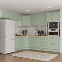 Ver imagem 1 de Cozinha Planejada 8 Peças 1 Tampo 4 Aéreos 3 Balcões e Torre Quente Arizona CabeCasa MadeiraOriginals Verde/Branco/Menta