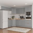 Ver imagem 1 de Cozinha Modulada 8 Peças 1 Tampo 4 Aéreos 3 Balcões e Torre Quente Arizona CabeCasa MadeiraOriginals Cinza/Branco