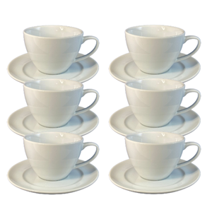 Kit Xícara de Café com Pires Versa Porcelana Branca – 6 Peças