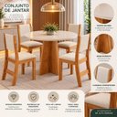 Ver imagem 5 de Conjunto Sala de Jantar Mesa Chilli 90cm Tampo Redondo com 4 Cadeiras Sol Bege/Mel/Blonde