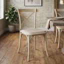Ver imagem 2 de Cadeira de Jantar Cross em Aço com Assento Corano Bege para Sala e Cozinha Moderna Design-Off White