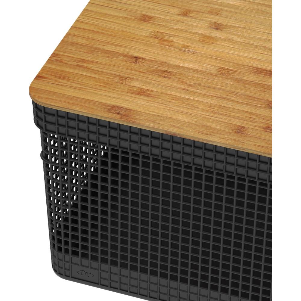 Cesto Organizador Grid Com Tampa De Bambu 20l Preto - OU - 3