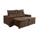 Ver imagem 2 de Sofá Retratil Reclinável 3 Lugares Pillow em Veludo 1,90 Marrom