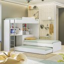 Ver imagem 1 de Beliche Solteiro e Cama Auxiliar Multifuncional com Escrivaninha Office New Conect