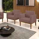 Ver imagem 1 de Kit 2 Poltronas Decorativas Isabella Pés Fixo em Madeira Castanho Veludo Rose G19 - Gran Belo