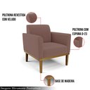 Ver imagem 3 de Kit 2 Poltronas Decorativas Isabella Pés Fixo em Madeira Castanho Veludo Rose G19 - Gran Belo