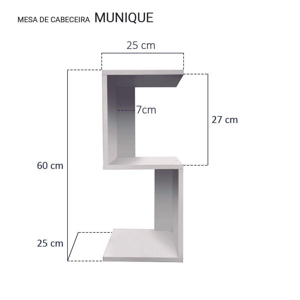 Mesa de Cabeceira Munique Branco 60 x 25cm - 3