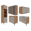 Ver imagem 2 de Kit Cozinha Planejada Completa Modulada Conjunto 5 Peças 9 Portas Organizadora Marrom Madeira
