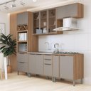 Ver imagem 1 de Kit Cozinha Planejada Completa Modulada Conjunto 5 Peças 9 Portas Organizadora Marrom Madeira