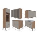 Ver imagem 3 de Kit Cozinha Planejada Completa Modulada Conjunto 5 Peças 9 Portas Organizadora Marrom Madeira