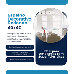 Espelho Decorativo Redondo Multiuso 40cm - Quarto, Sala e Banheiro - 2
